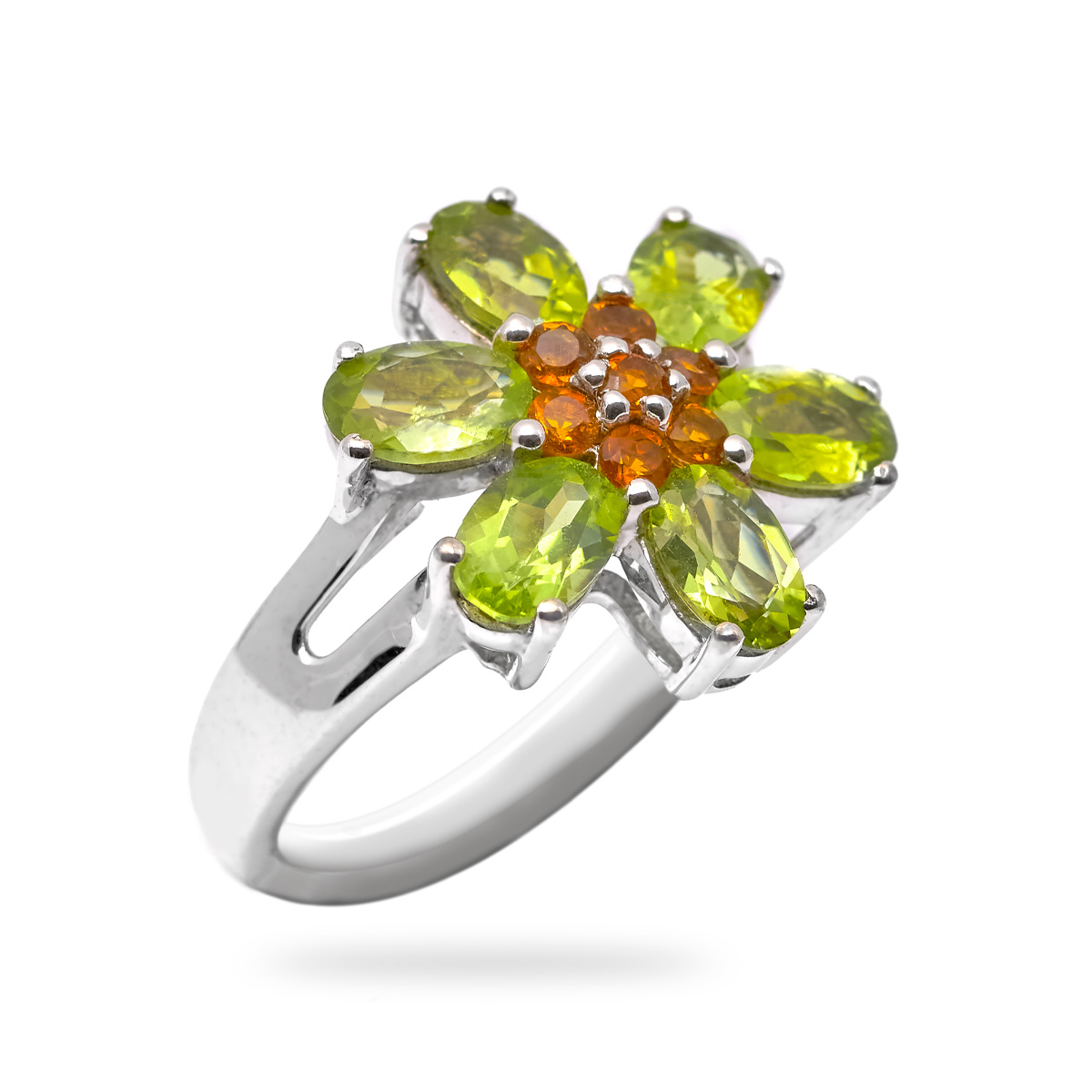 Bague peridot, citrine argent Acaciane